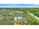 Community aerial view showcasing pool, tennis courts, landscaping, and nearby buildings at 1950 Summer Club Dr # 200, Oviedo, FL 32765