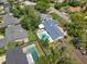 Bird's eye view of the property featuring a pool and green surroundings in a residential area at 2220 Derbyshire Rd, Maitland, FL 32751