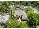 Beautiful aerial view of landscaped front yard and home with screened pool at 245 Meadow Bay Ct, Lake Mary, FL 32746