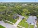 An aerial view of a home with lush landscaping and a detached two-car garage in a mature neighborhood at 524 S Lakeview Ave, Winter Garden, FL 34787