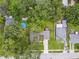 An aerial view of a home surrounded by trees and a blue backyard pool at 524 S Lakeview Ave, Winter Garden, FL 34787