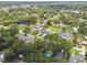 An aerial view showcasing a beautiful neighborhood surrounded by mature trees and greenery at 524 S Lakeview Ave, Winter Garden, FL 34787