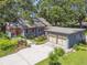 Blue home with a red door, detached garage, and landscaping at 524 S Lakeview Ave, Winter Garden, FL 34787