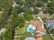 Aerial view of a home with a backyard pool and lush landscaping at 1191 Banbury Trl, Maitland, FL 32751