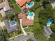 Aerial view showcases the home with a backyard pool, nestled amongst other residences and mature landscaping at 1191 Banbury Trl, Maitland, FL 32751