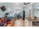 Bright office space with hardwood floors, a ceiling fan, and built-in cabinetry at 1811 Missouri Ave, Sanford, FL 32771