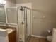Bathroom with a glass-enclosed shower, vanity with sink, and modern fixtures at 2131 Kaylas Ct, Orlando, FL 32817