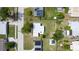 An aerial shot of the property showcasing its well-manicured lawn and proximity to neighboring homes at 226 Palmyra Dr, Orlando, FL 32807