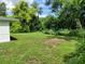 Lush backyard with lots of green grass and mature trees offering lots of space and nature at 2417 Yale Ave, Sanford, FL 32771