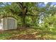 Spacious backyard with mature tree, shed, and lush green lawn provides ample outdoor space at 3016 Rogan Rd, Orlando, FL 32812