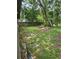 Backyard with green grass, weeds, stepping stones, wooden fence and mature trees at 1524 Crawford Dr, Apopka, FL 32703