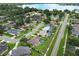 Aerial view of a desirable lakeside neighborhood featuring lush greenery, community pools, and well-maintained homes at 1546 Royal Cir, Apopka, FL 32703