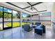 Screened porch featuring modern furniture, beautiful flooring, and an outdoor view at 3507 W Jefferson St, Orlando, FL 32805
