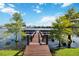 Waterfront wooden dock with benches and cityscape view from the grass on a sunny day at 386 Lakeview St, Orlando, FL 32804