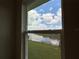 Window view capturing a serene pond and lush green landscape at 4170 Sagefield Dr, Harmony, FL 34773