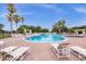 Resort-style community pool with ample lounge seating, lush palm trees, and a relaxed atmosphere under clear skies at 748 Duff Dr, Winter Garden, FL 34787
