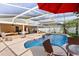 A beautiful pool with screened enclosure, mature palm trees, and a fenced-in backyard at 8852 Fort Jefferson Blvd, Orlando, FL 32822
