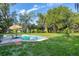 Backyard pool with umbrellas and mature landscaping creating a private oasis for relaxation and entertaining at 1206 Culver Rd, Orlando, FL 32825