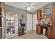 This kitchen features a built-in desk, stainless steel trash can, and nice decorations at 1709 Kinsman Way, Lakeland, FL 33809
