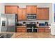 Modern kitchen with stainless steel appliances, granite countertops, ample cabinetry, and a stylish, functional design at 3193 Pequod Pl, Kissimmee, FL 34746