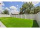 Manicured backyard with an artificial turf lawn and a privacy fence at 840 Teton St, Haines City, FL 33844