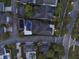An elevated perspective showcases a home and its location on a tree-lined street with a pool at 8665 Pinter St, Orlando, FL 32827