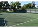A full basketball court in a fenced community area, surrounded by trees at 910 Amy Ridge Ct, Kissimmee, FL 34747
