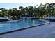 Large community pool surrounded by palm trees, lounge chairs, and manicured landscaping at 910 Amy Ridge Ct, Kissimmee, FL 34747