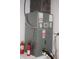 Close up of a Ruud HVAC system, including two red fire extinguishers, in an indoor setting at 910 Amy Ridge Ct, Kissimmee, FL 34747
