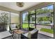 Covered patio with outdoor furniture overlooking a lake with pergola and fence at 14193 Gold Bridge Dr, Orlando, FL 32824