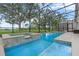 Sparkling pool with attached spa is surrounded by a screened enclosure and lush landscaping at 219 Isle Of Sky Cir, Orlando, FL 32828