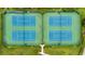 Aerial view of two well-maintained tennis courts, surrounded by manicured landscaping at 219 Isle Of Sky Cir, Orlando, FL 32828
