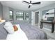 Spacious bedroom featuring modern lighting, decor, and gray walls at 2304 Harding Cir, Deltona, FL 32738