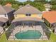 Private backyard featuring a screened-in pool, perfect for outdoor relaxation and entertaining, with comfortable furniture at 2515 Dharma Cir, Kissimmee, FL 34746