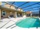 Relaxing screened-in pool area with seating, summer kitchen, and ample deck space, perfect for outdoor entertaining at 2515 Dharma Cir, Kissimmee, FL 34746