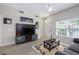 Bright living room featuring a TV, neutral walls, decor, and a view of the front entrance at 2605 Gala S Rd # 106, Kissimmee, FL 34746
