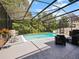 Inviting screened-in pool area with ample seating and a tranquil backyard view, perfect for relaxation and entertainment at 2621 Peony Dr, Oviedo, FL 32766