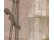 Modern bathroom features shower head with decorative tile and glass block at 2630 S Tanner Rd, Orlando, FL 32820