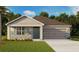 Charming single-Gathering home boasts stone accents, a two-car garage, and a well-manicured lawn at 33668 Seattle Slew Dr, Sorrento, FL 32776
