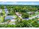 Aerial view of a single-Gathering home with mature trees, a long driveway, and a lush lawn at 3601 S Summerlin Ave, Orlando, FL 32806