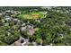 A beautiful aerial view showcases a baseball field surrounded by mature trees and community spaces at 410 Winter Bliss Ln, Mount Dora, FL 32757