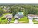 Aerial view showcasing the home's location among lush greenery and neighboring residences with a private backyard pool at 614 Mockingbird Ln, Altamonte Springs, FL 32714