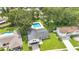 Overhead shot of a home with a backyard pool amidst a lush, green neighborhood surrounded by mature trees at 614 Mockingbird Ln, Altamonte Springs, FL 32714