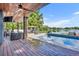 Expansive outdoor patio with views of the pool, outdoor kitchen and lake at 7801 Georgeann St, Winter Park, FL 32792