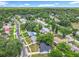 Beautiful aerial shot of a peaceful neighborhood with various home styles, swimming pools, and lush landscaping under a blue sky at 117 Burns Ave, Longwood, FL 32750