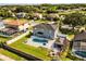 A beautiful aerial view of the pool with backyard oasis of this two story home at 14524 Huntingfield Dr, Orlando, FL 32824