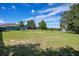 Expansive backyard with lush grass, mature trees, and an outbuilding at 17927 E Apshawa Rd, Minneola, FL 34715