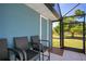Cozy screened-in porch with comfortable seating, offering views of the expansive backyard at 17927 E Apshawa Rd, Minneola, FL 34715