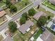 Real estate listing showing an aerial view of neighborhood homes at 203 E Lakeview Ave, Eustis, FL 32726
