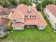 Aerial view of the property showcasing the backyard and Spanish tile roof at 2209 Callaway Ct, Davenport, FL 33837